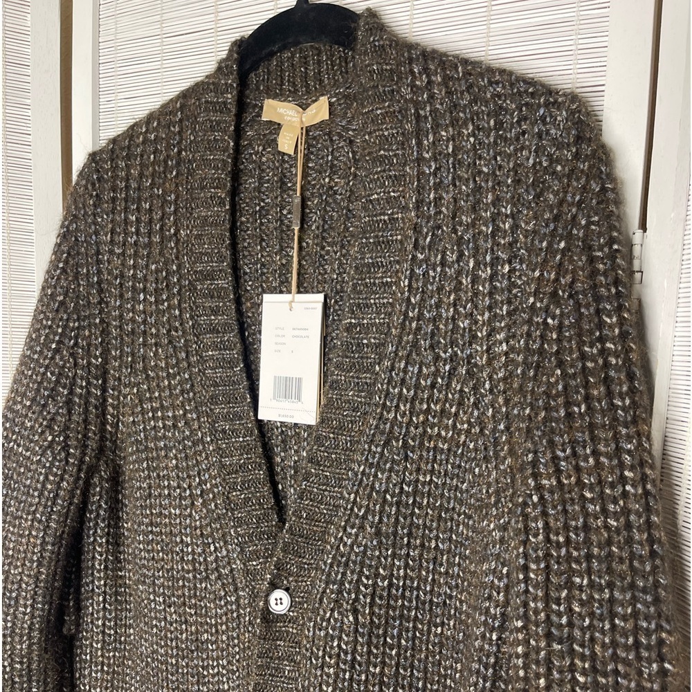 Michael Kors Collection Metallic Ruffle Oversized Cardigan Italy NWT Size S - Picture 2 of 13